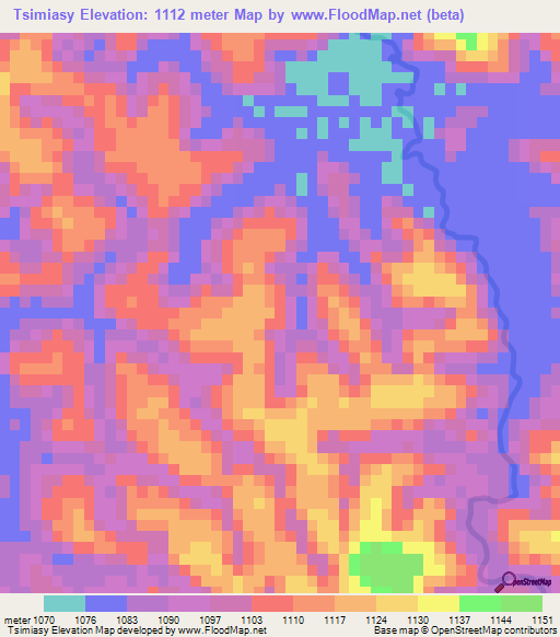 Tsimiasy,Madagascar Elevation Map