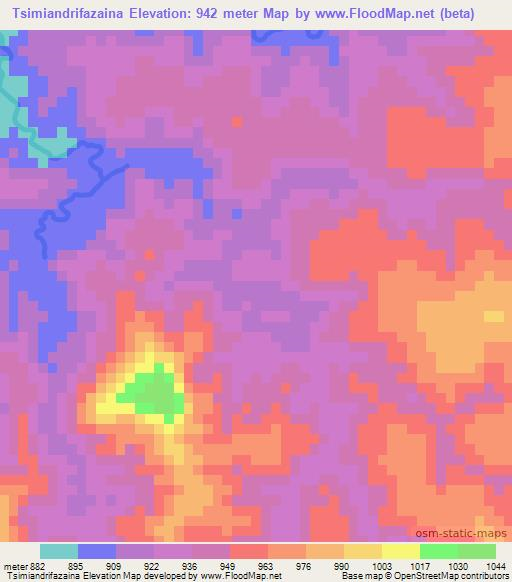 Tsimiandrifazaina,Madagascar Elevation Map