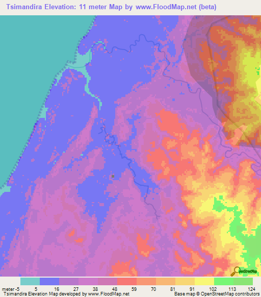 Tsimandira,Madagascar Elevation Map