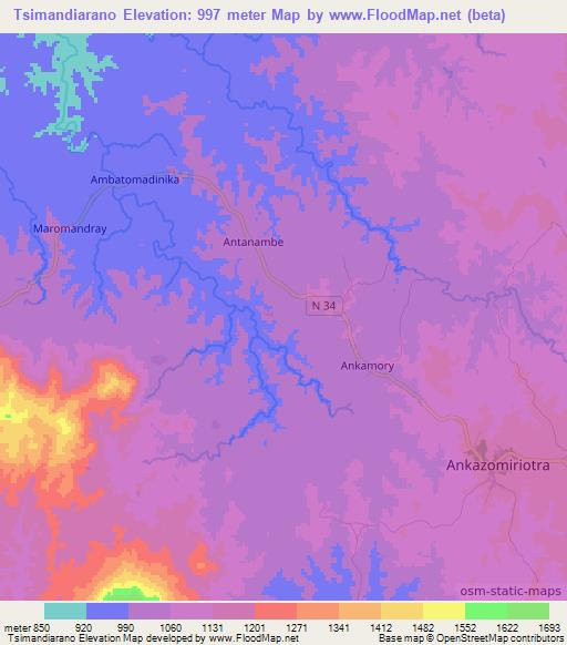 Tsimandiarano,Madagascar Elevation Map