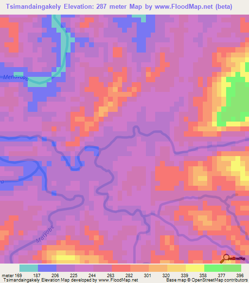 Tsimandaingakely,Madagascar Elevation Map