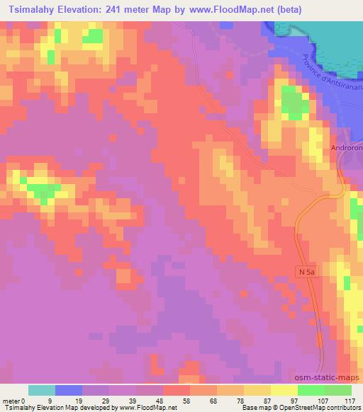 Tsimalahy,Madagascar Elevation Map