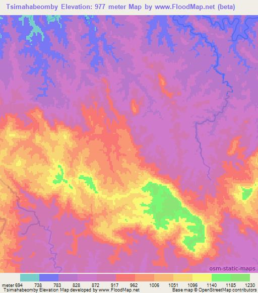 Tsimahabeomby,Madagascar Elevation Map