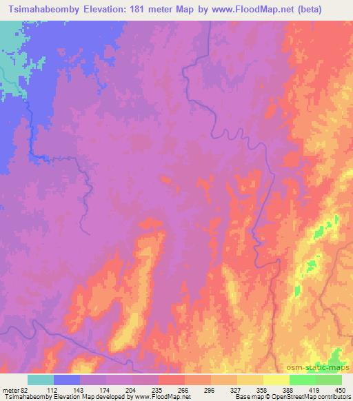 Tsimahabeomby,Madagascar Elevation Map