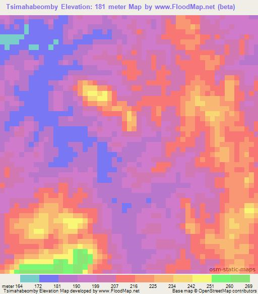 Tsimahabeomby,Madagascar Elevation Map