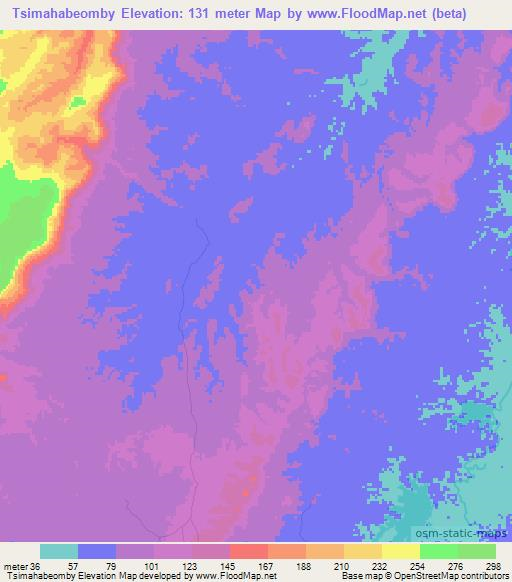 Tsimahabeomby,Madagascar Elevation Map