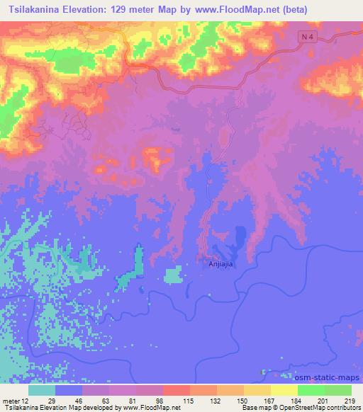 Tsilakanina,Madagascar Elevation Map