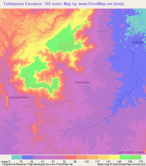 Tsilakanina,Madagascar Elevation Map