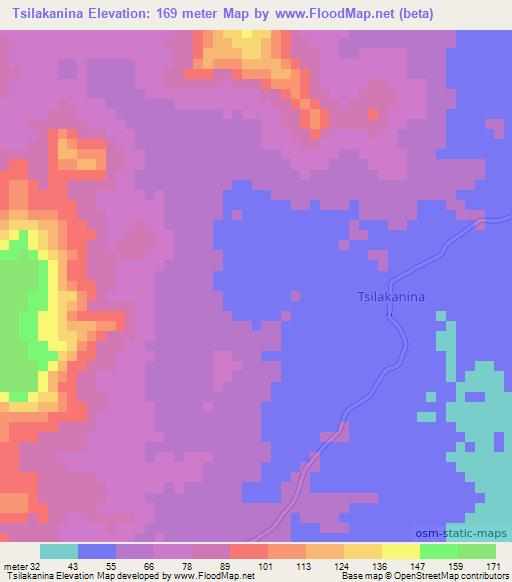 Tsilakanina,Madagascar Elevation Map