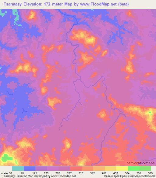 Tsaratasy,Madagascar Elevation Map