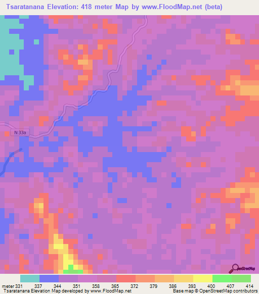 Tsaratanana,Madagascar Elevation Map
