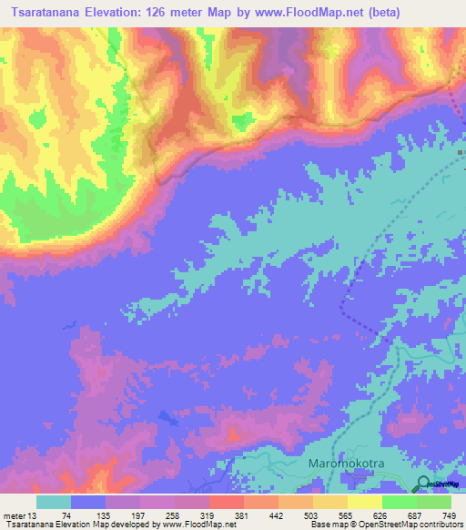 Tsaratanana,Madagascar Elevation Map