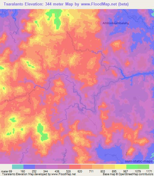 Tsaralanto,Madagascar Elevation Map