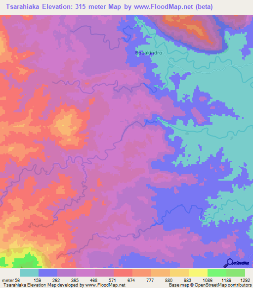 Tsarahiaka,Madagascar Elevation Map