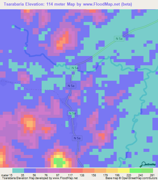Tsarabaria,Madagascar Elevation Map