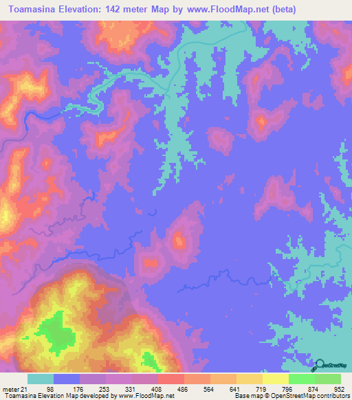 Toamasina,Madagascar Elevation Map