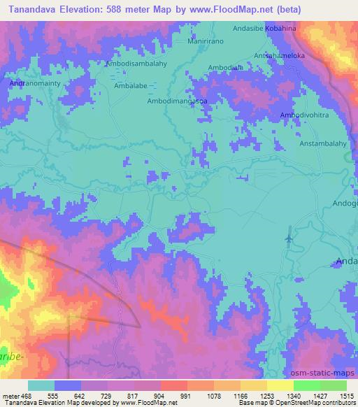 Tanandava,Madagascar Elevation Map