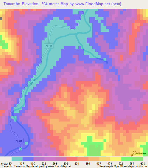 Tanambo,Madagascar Elevation Map