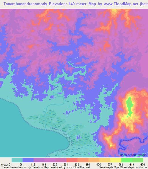 Tanambaoandranomody,Madagascar Elevation Map