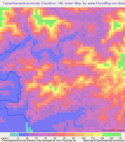 Tanambaoandranomody,Madagascar Elevation Map