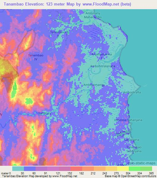 Tanambao,Madagascar Elevation Map