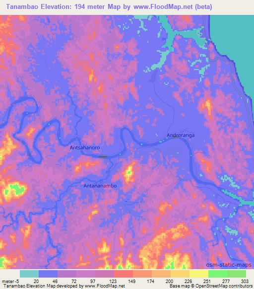 Tanambao,Madagascar Elevation Map
