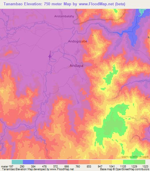 Tanambao,Madagascar Elevation Map