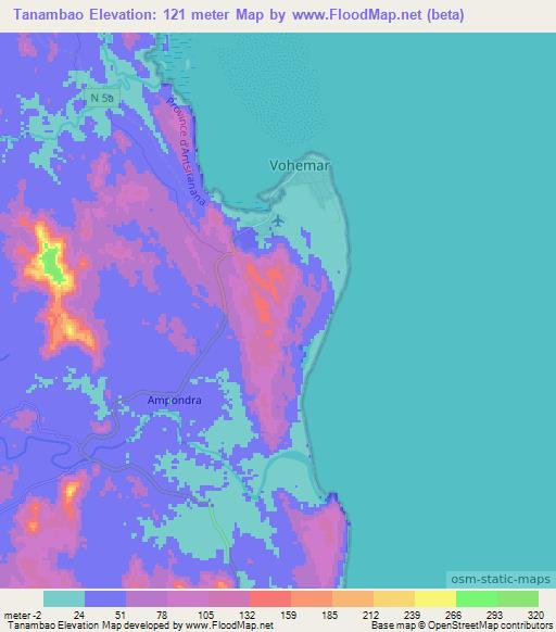 Tanambao,Madagascar Elevation Map