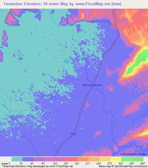 Tanambao,Madagascar Elevation Map