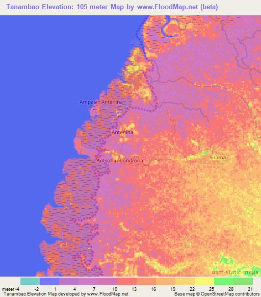 Tanambao,Madagascar Elevation Map