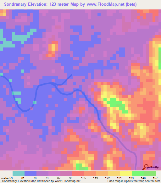 Sondranary,Madagascar Elevation Map