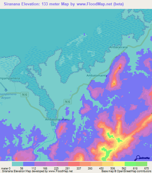 Siranana,Madagascar Elevation Map