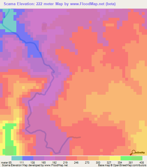 Scama,Madagascar Elevation Map