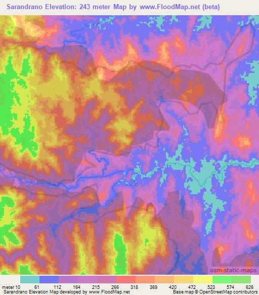 Sarandrano,Madagascar Elevation Map