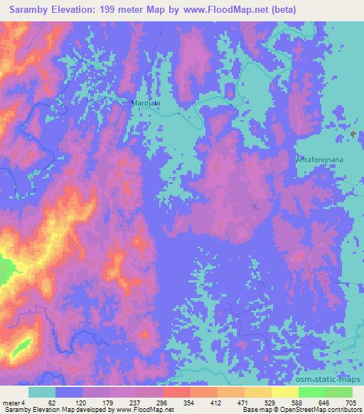 Saramby,Madagascar Elevation Map