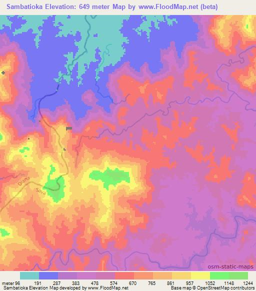 Sambatioka,Madagascar Elevation Map