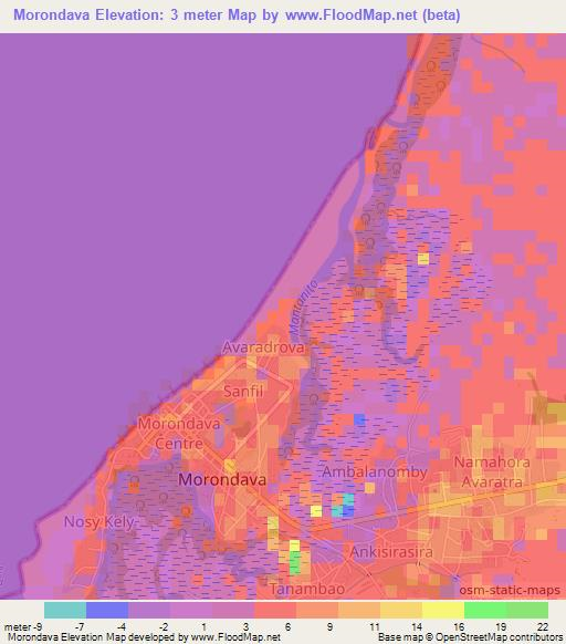 Morondava,Madagascar Elevation Map