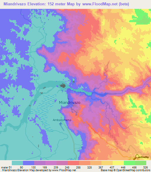 Miandrivazo,Madagascar Elevation Map