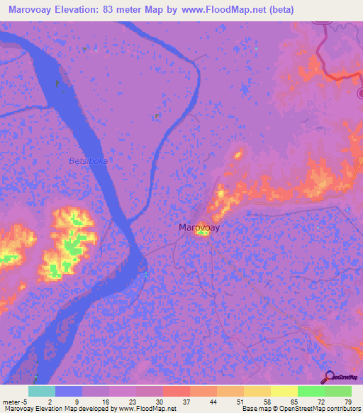 Marovoay,Madagascar Elevation Map