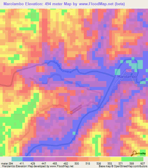 Marolambo,Madagascar Elevation Map