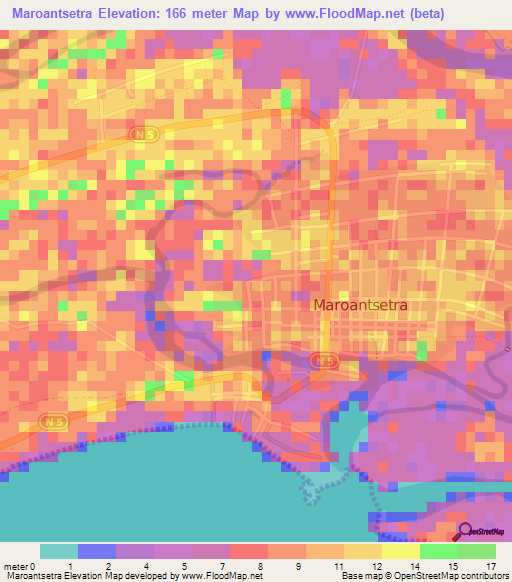 Maroantsetra,Madagascar Elevation Map