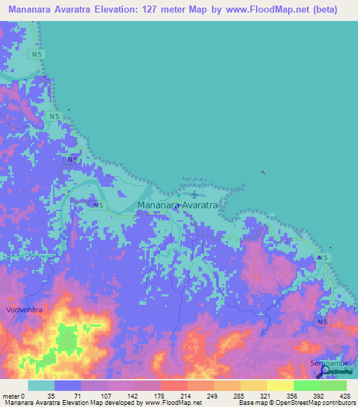 Mananara Avaratra,Madagascar Elevation Map