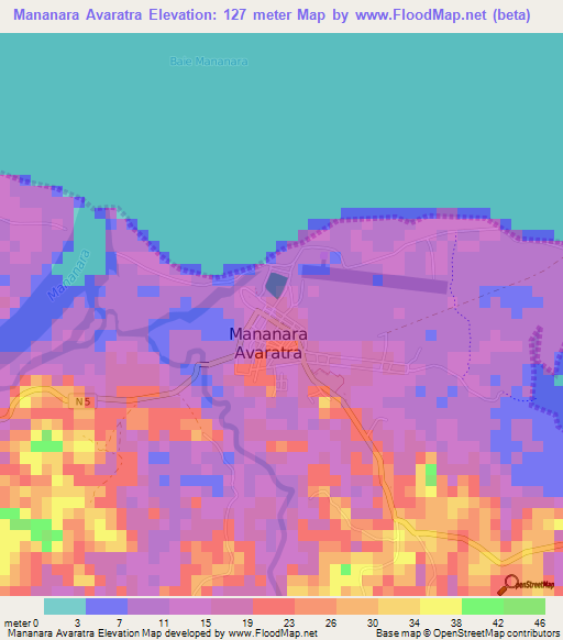 Mananara Avaratra,Madagascar Elevation Map