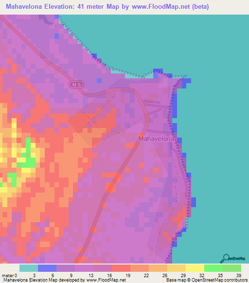 Mahavelona,Madagascar Elevation Map