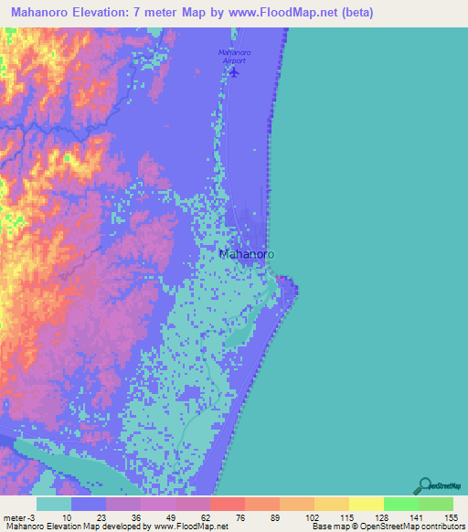 Mahanoro,Madagascar Elevation Map