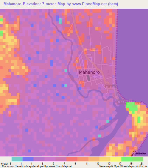 Mahanoro,Madagascar Elevation Map