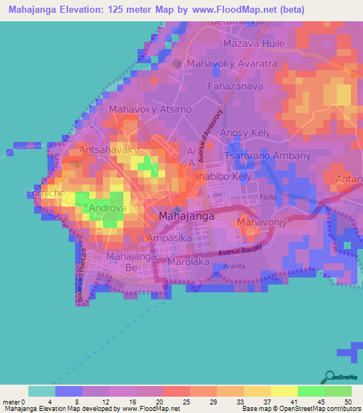 Mahajanga,Madagascar Elevation Map