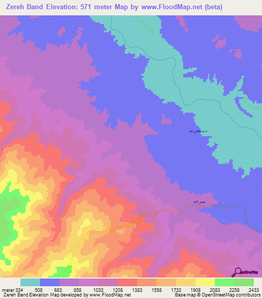 Zereh Band,Iran Elevation Map