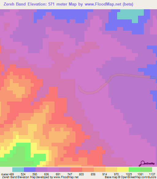 Zereh Band,Iran Elevation Map