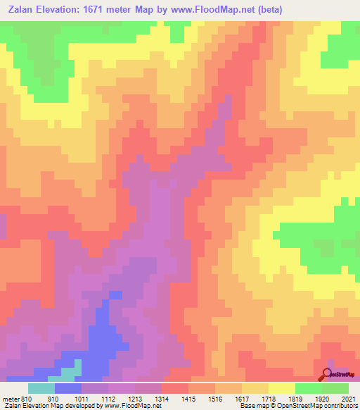 Zalan,Iran Elevation Map